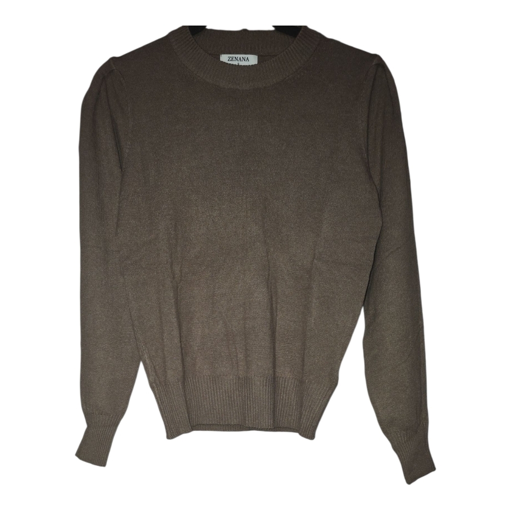 NWOT Zenana Women's Tan Crewneck Sweater